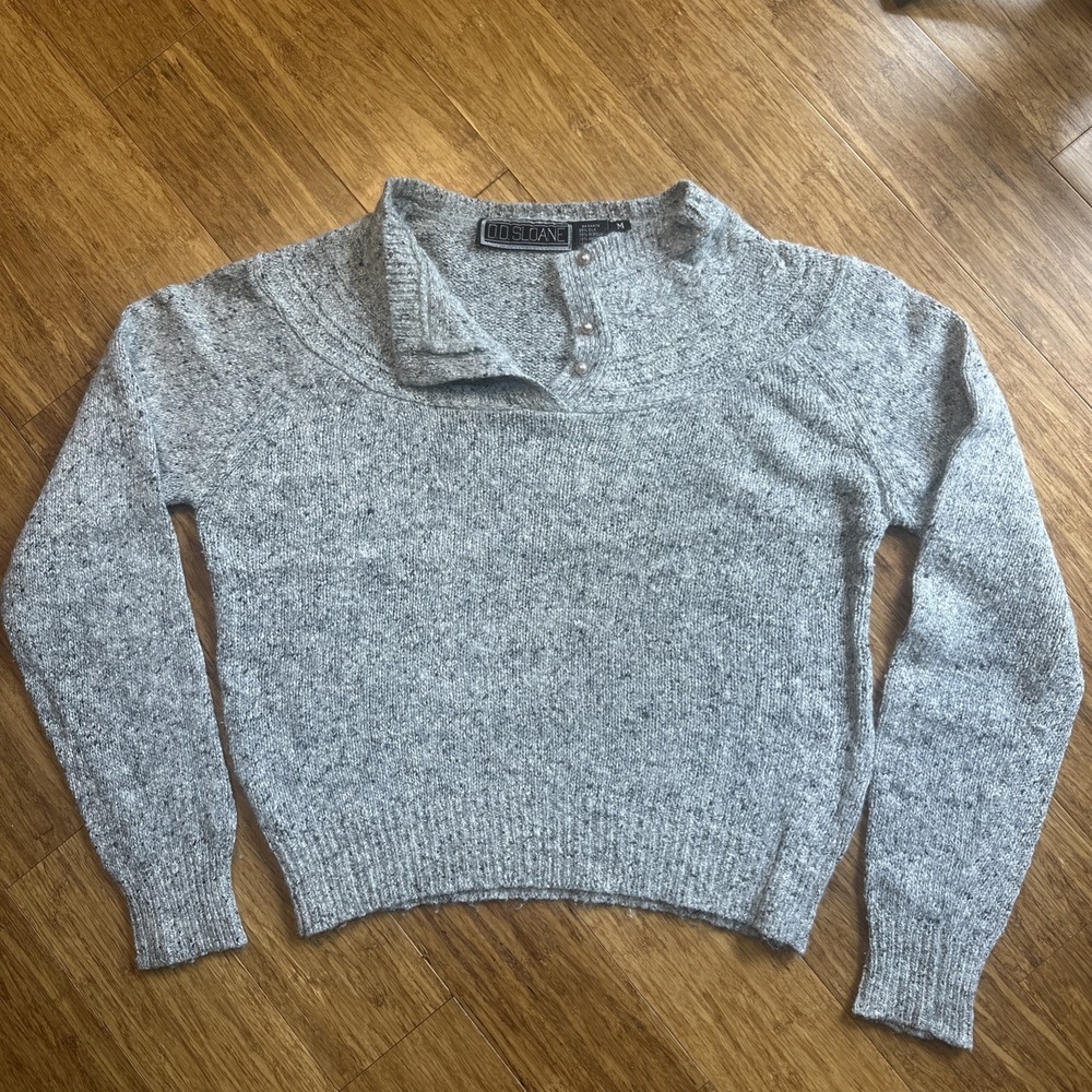 Vintage D.D.‎ Sloane By Tate Silk Angora Gray Mock Neck Sweater Women's M